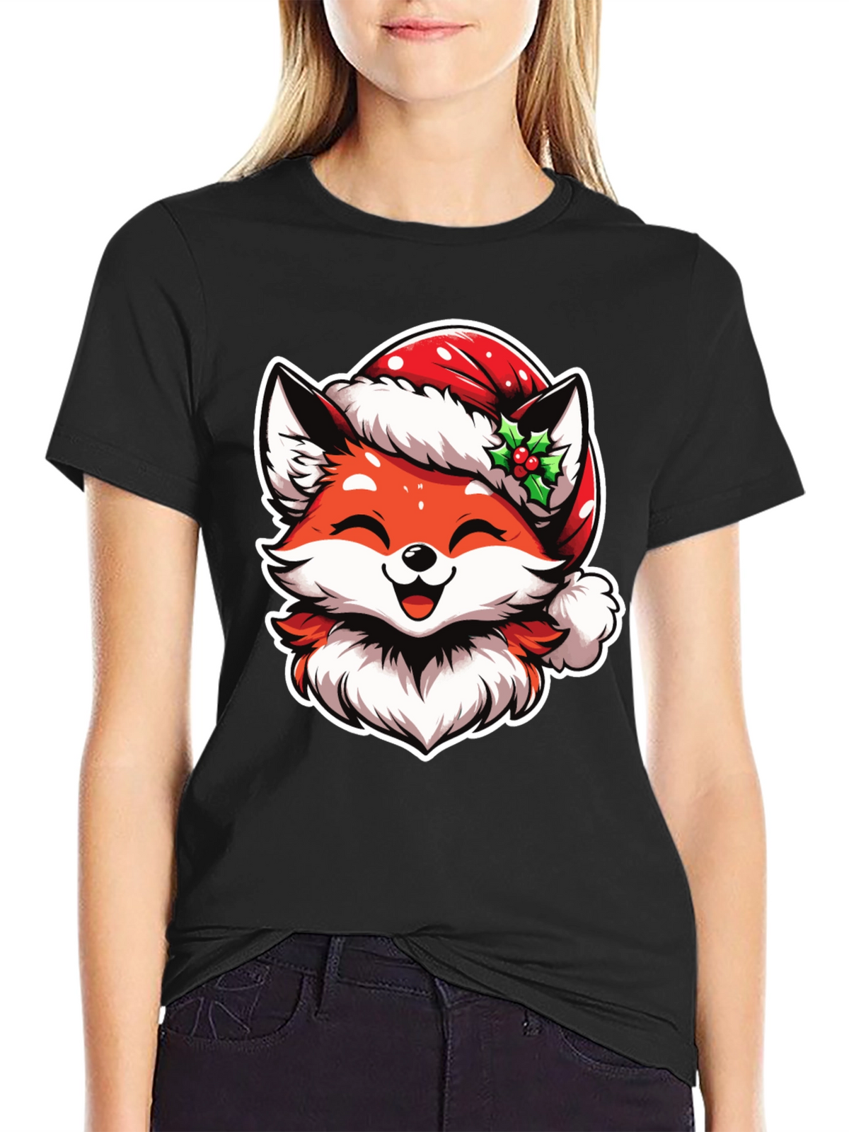Festive Fox Tee: Christmas Holiday Graphic Shirt