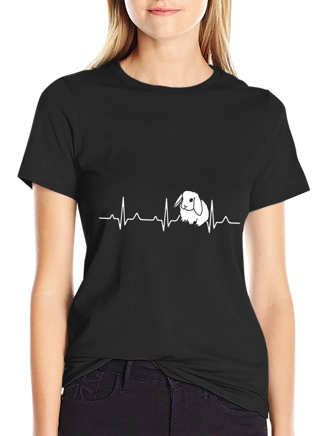 Rabbit Heartbeat T-Shirt - Mens Black Tee