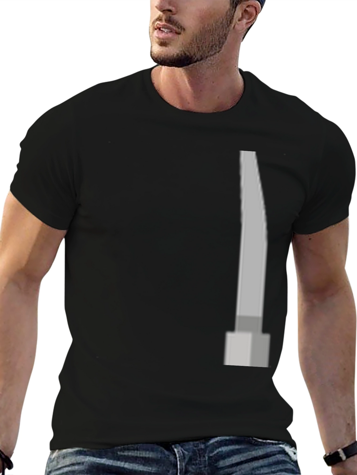 Modern Grey Pillar Design Black T-Shirt