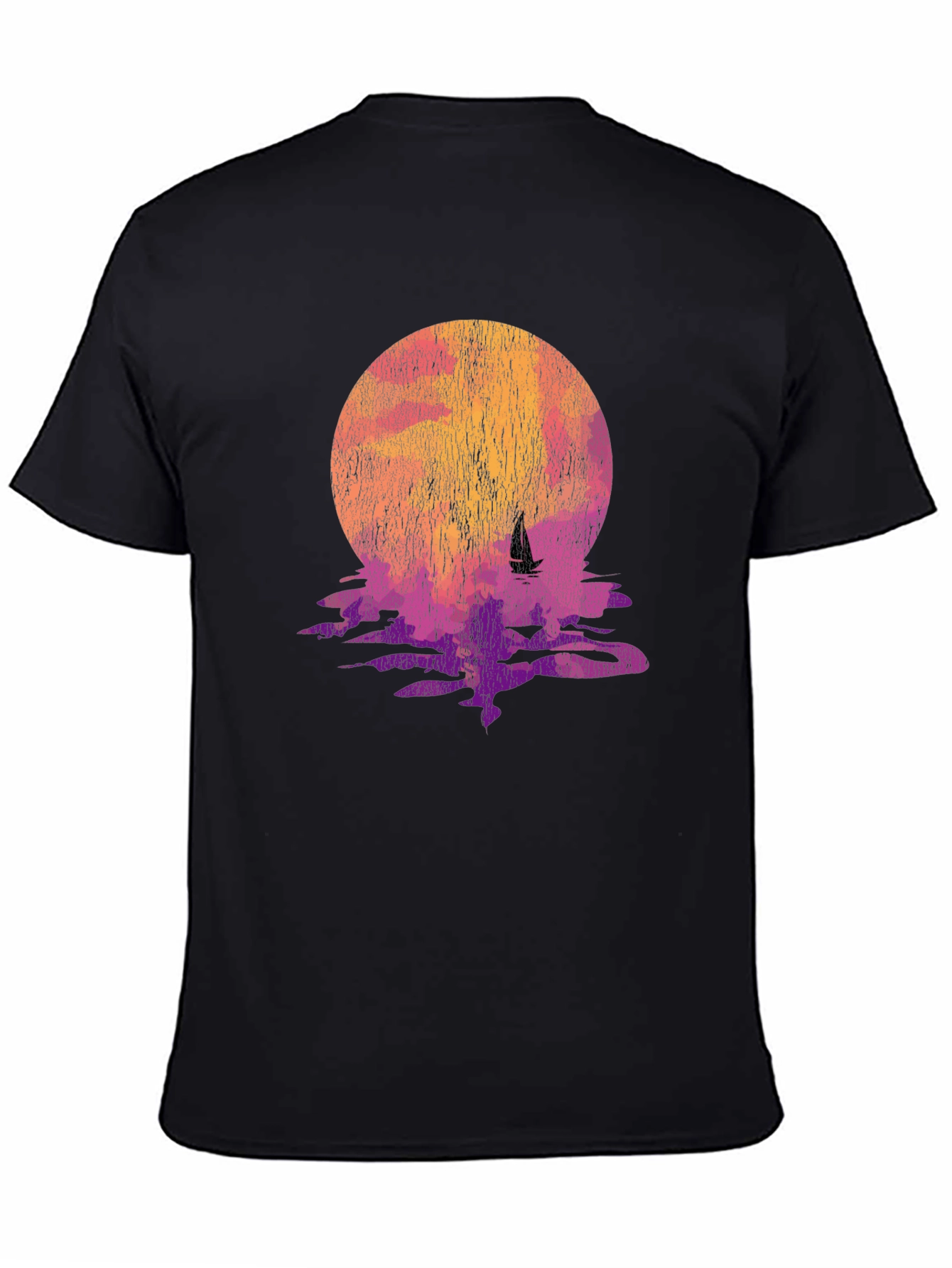 Sunset Sailboat Graphic Tee - Black