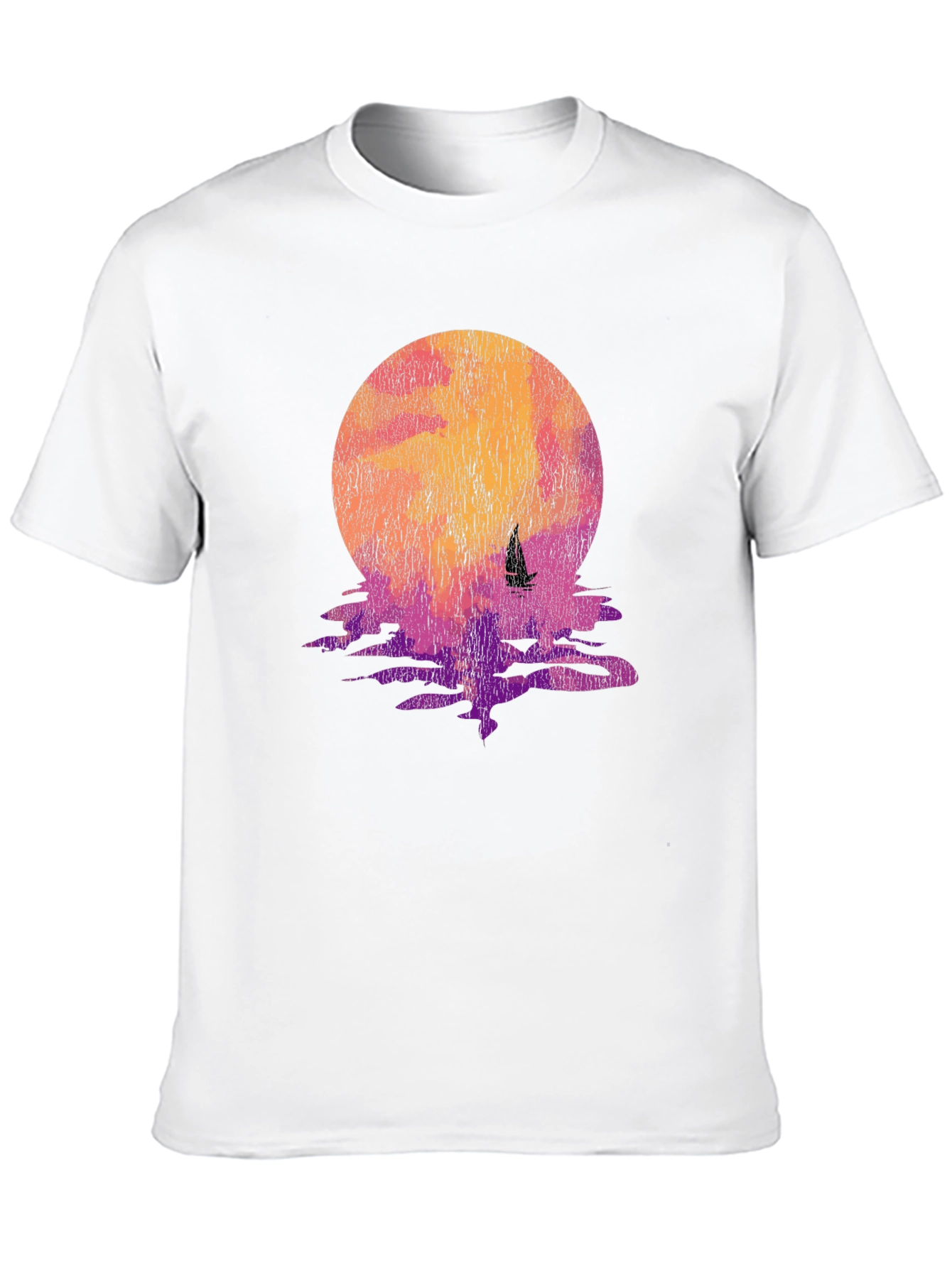 Sunset Sailboat Graphic Tee - Black