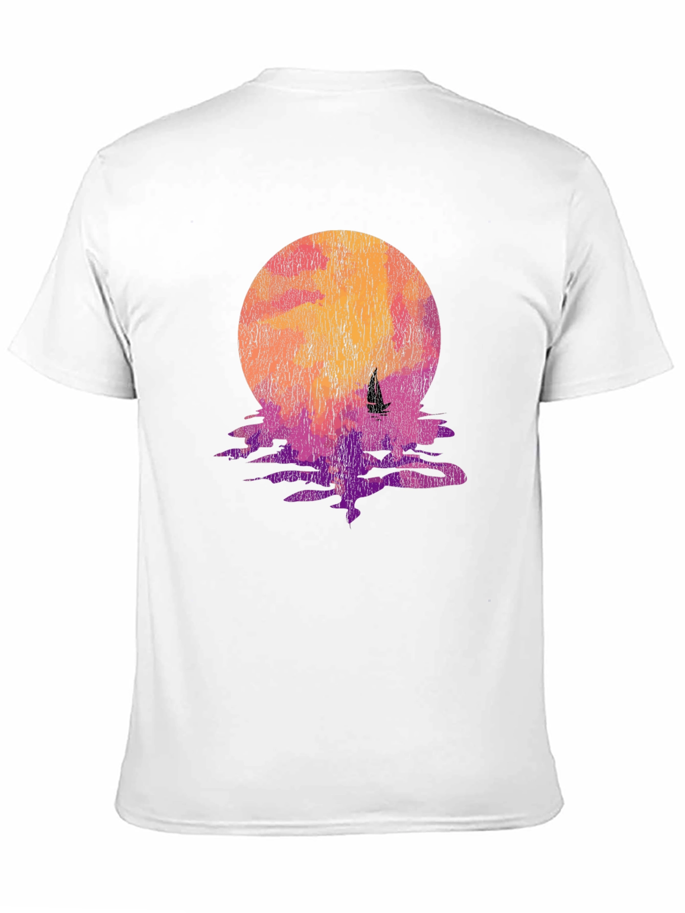 Sunset Sailboat Graphic Tee - Black