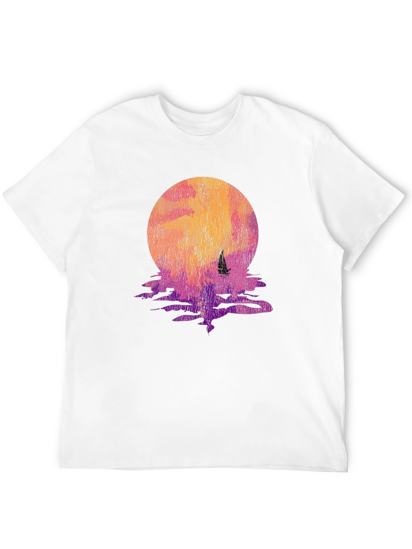 Sunset Sailboat Graphic Tee - Black