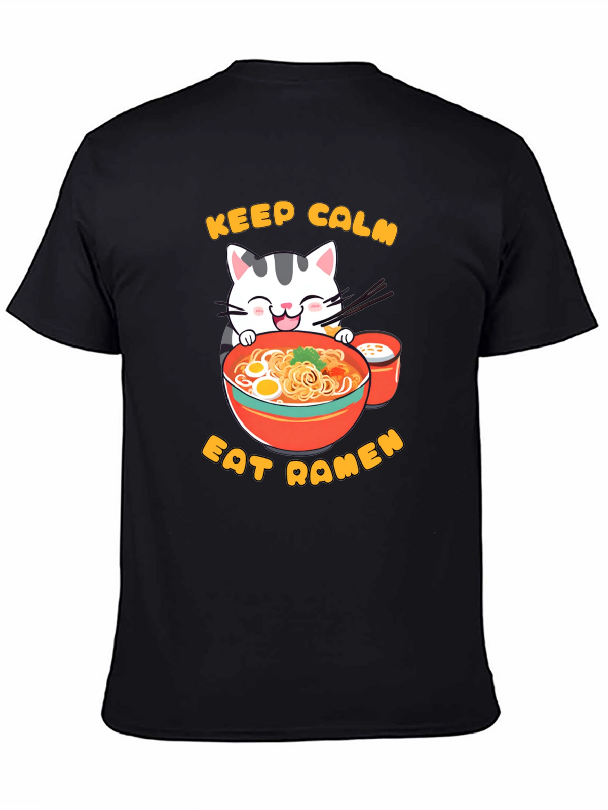 Keep Calm Eat Ramen Cat Graphic T-Shirt