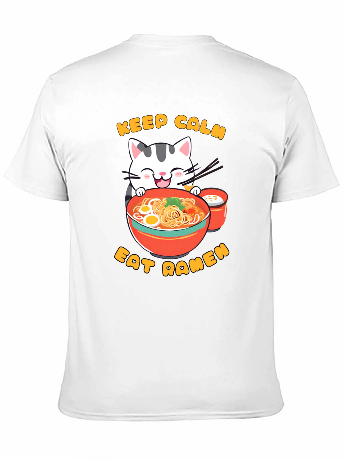 Keep Calm Eat Ramen Cat Graphic T-Shirt