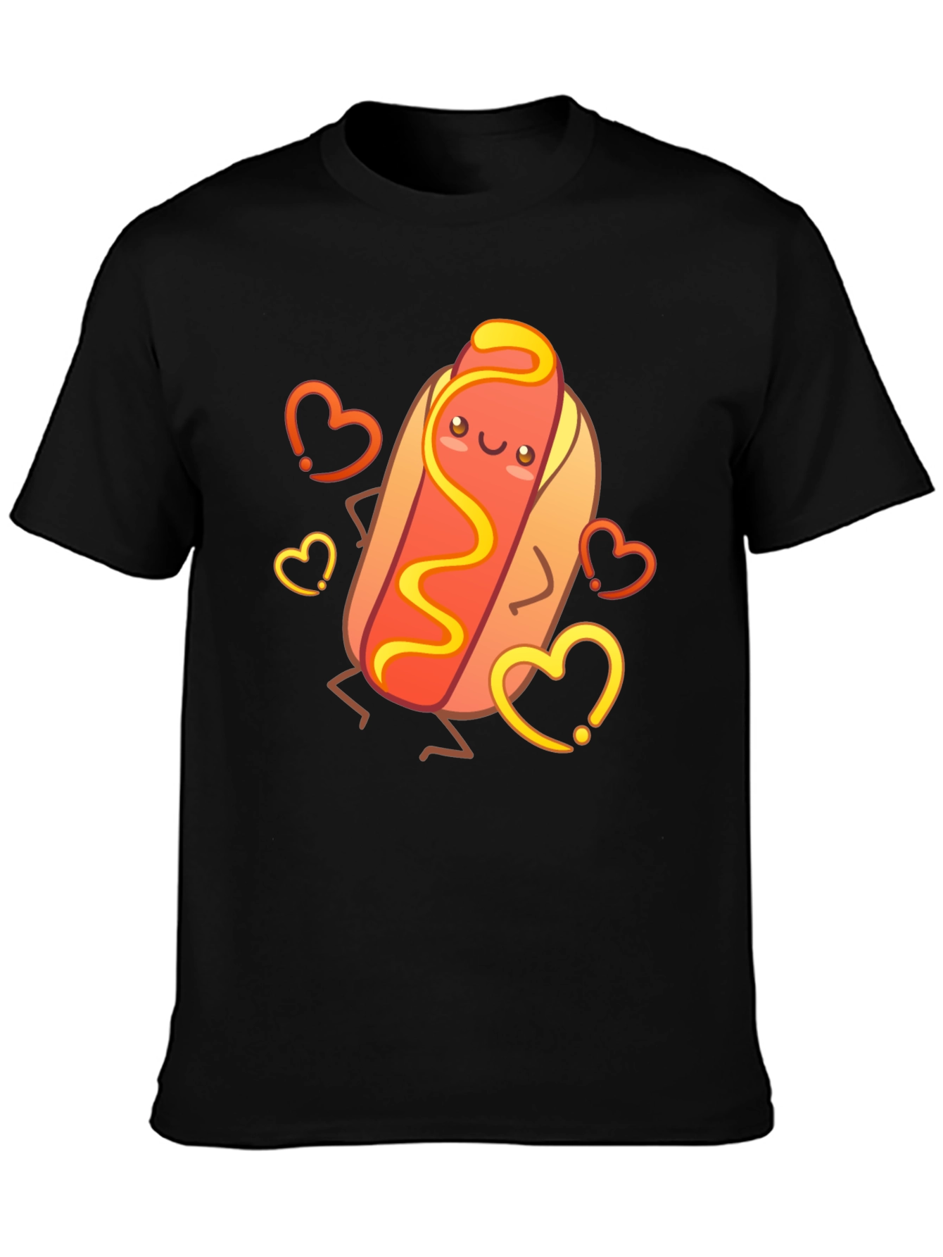 Cute Cartoon Hotdog Graphic T-Shirt
