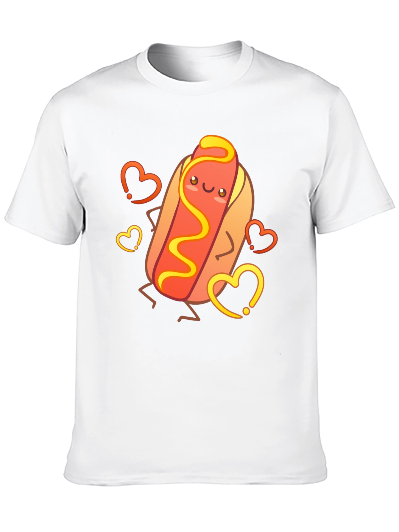 Cute Cartoon Hotdog Graphic T-Shirt
