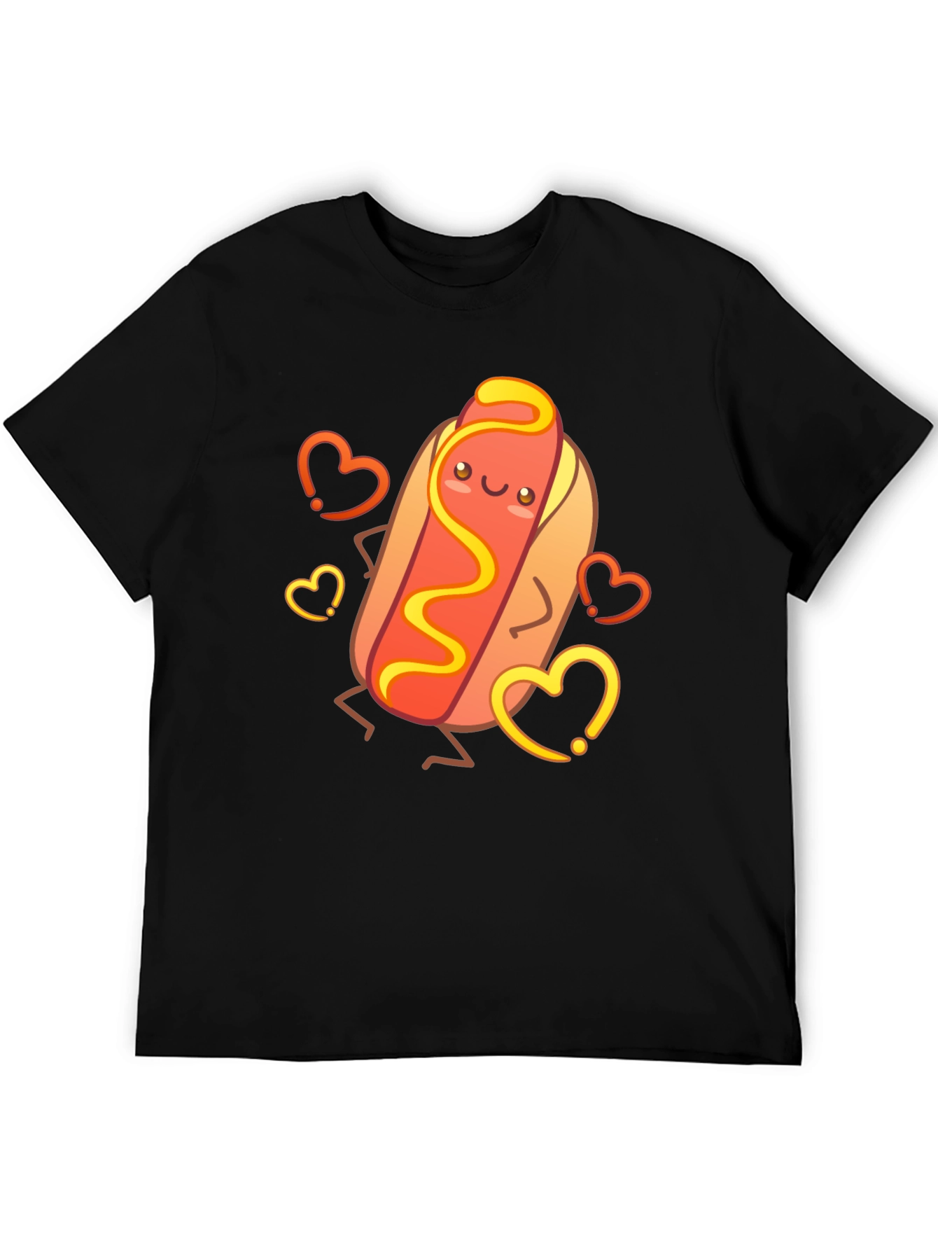 Cute Cartoon Hotdog Graphic T-Shirt