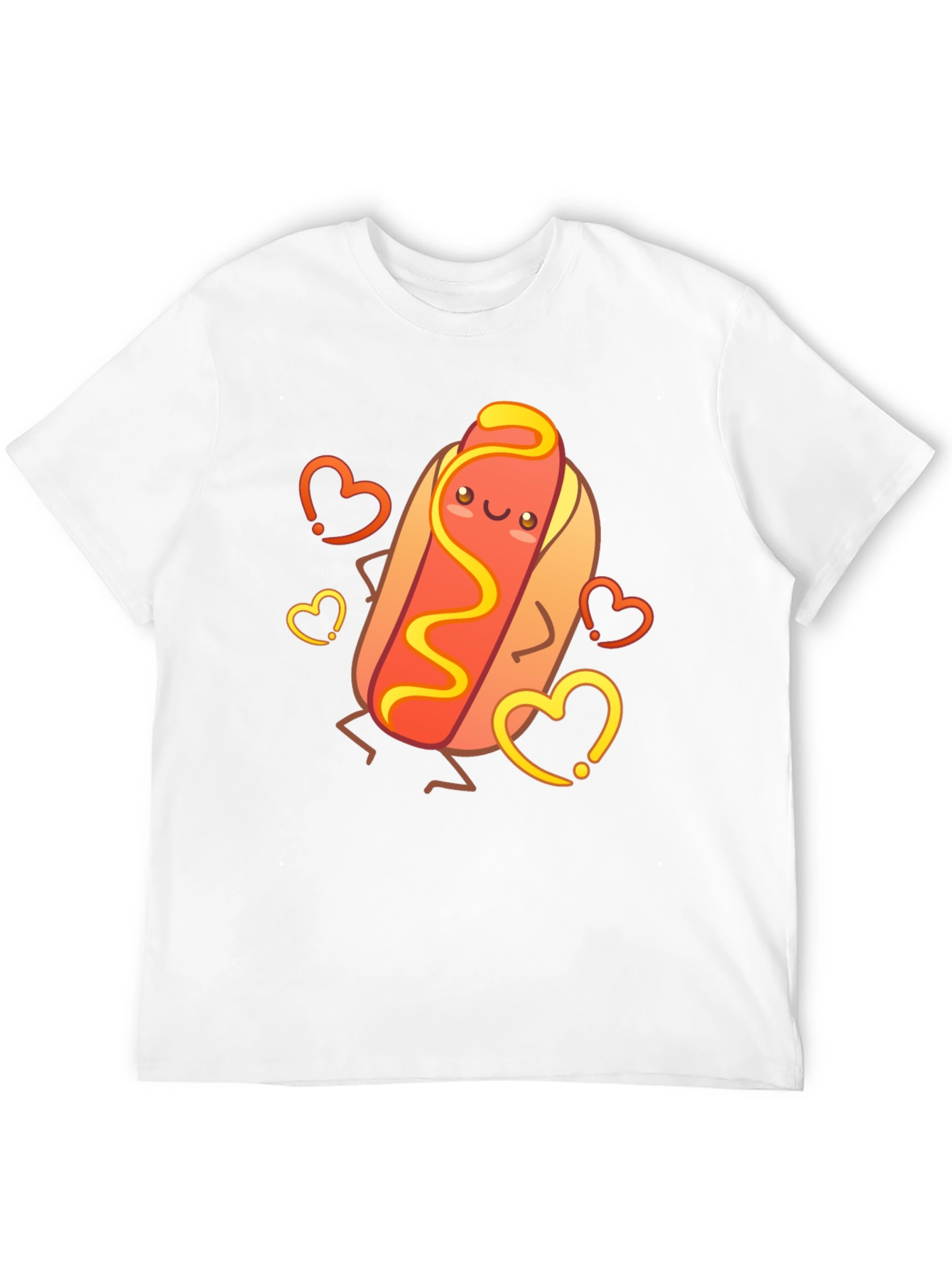 Cute Cartoon Hotdog Graphic T-Shirt