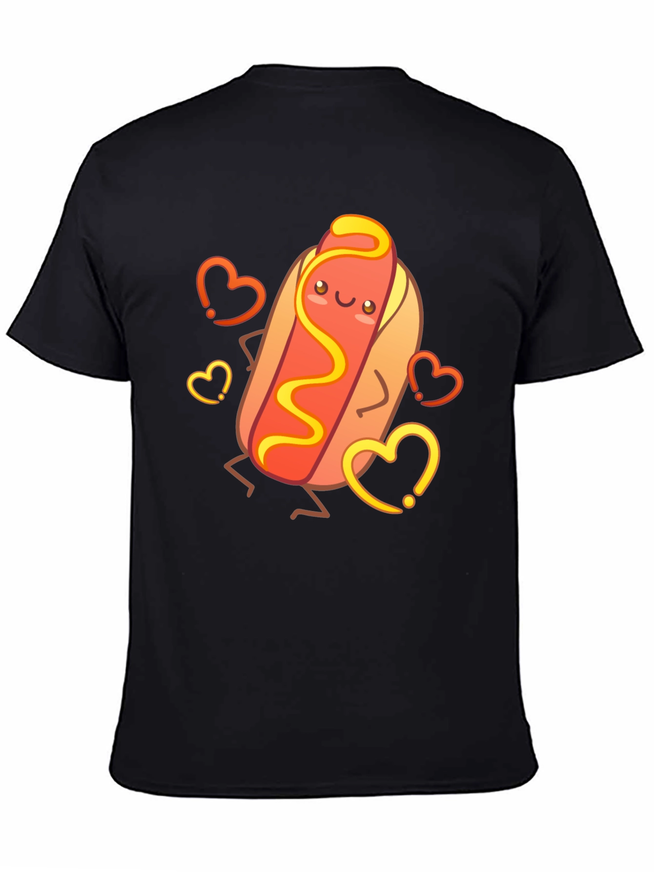Cute Cartoon Hotdog Graphic T-Shirt