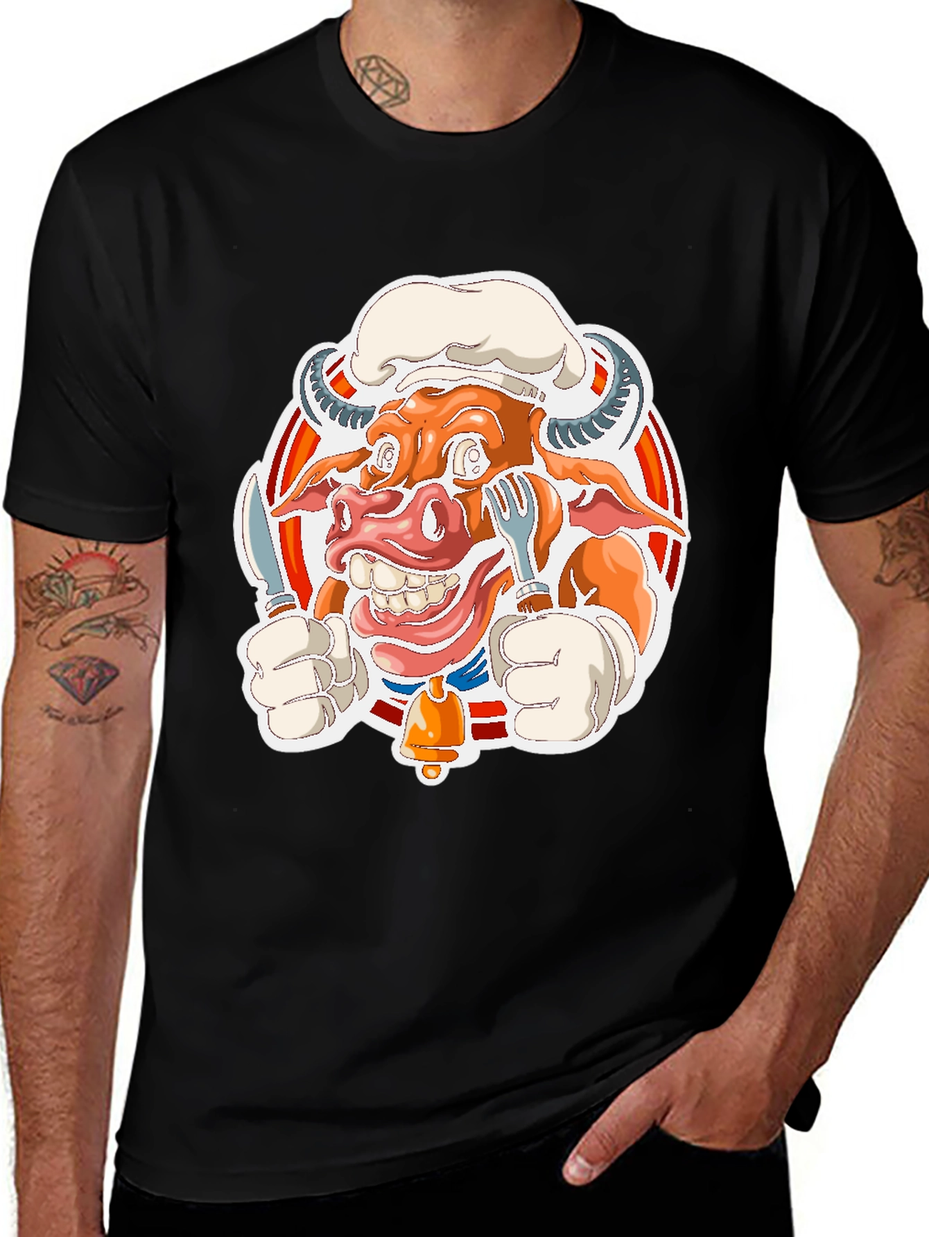 Chef Cow Graphic Tee - Black