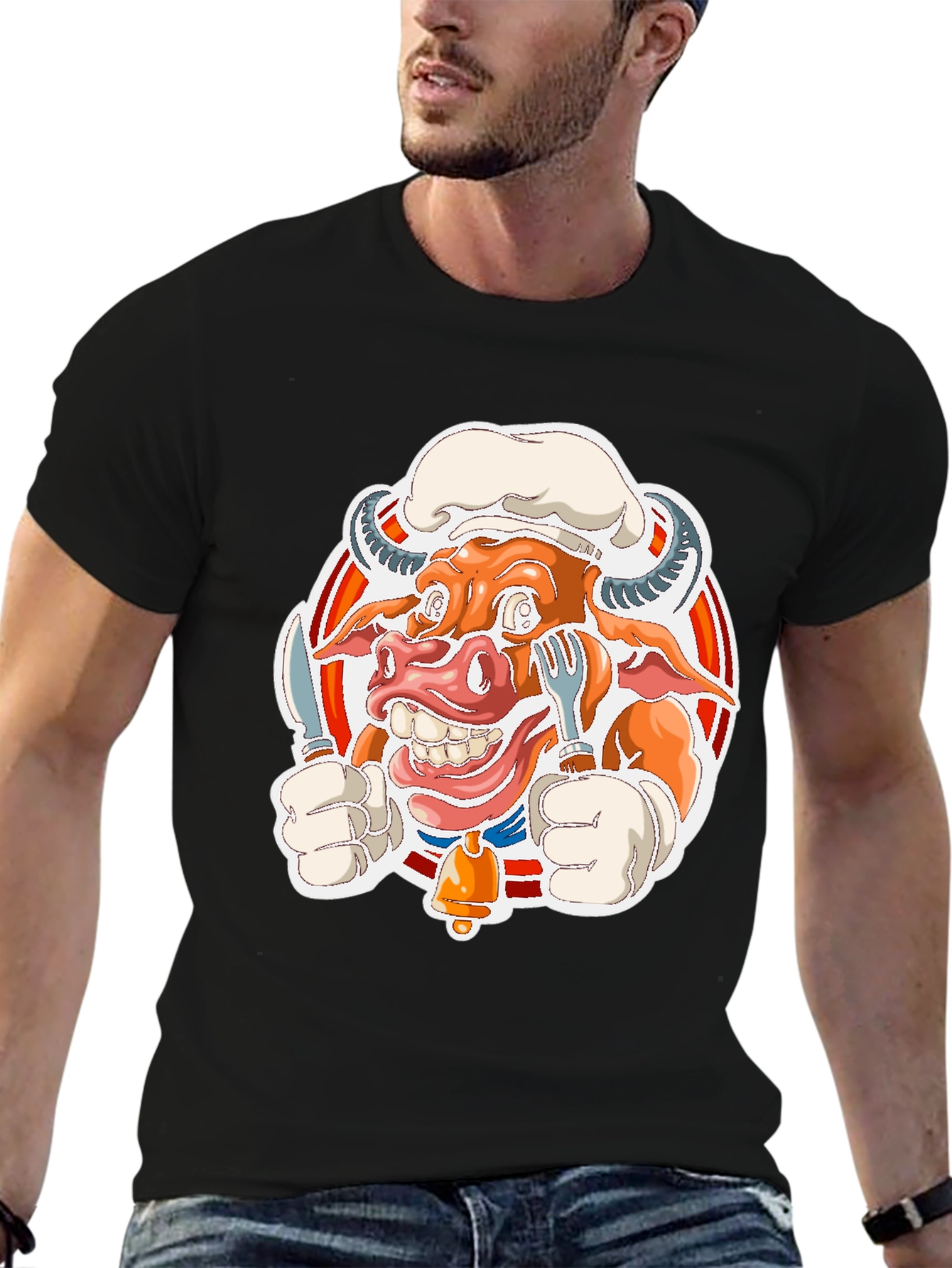 Chef Cow Graphic Tee - Black