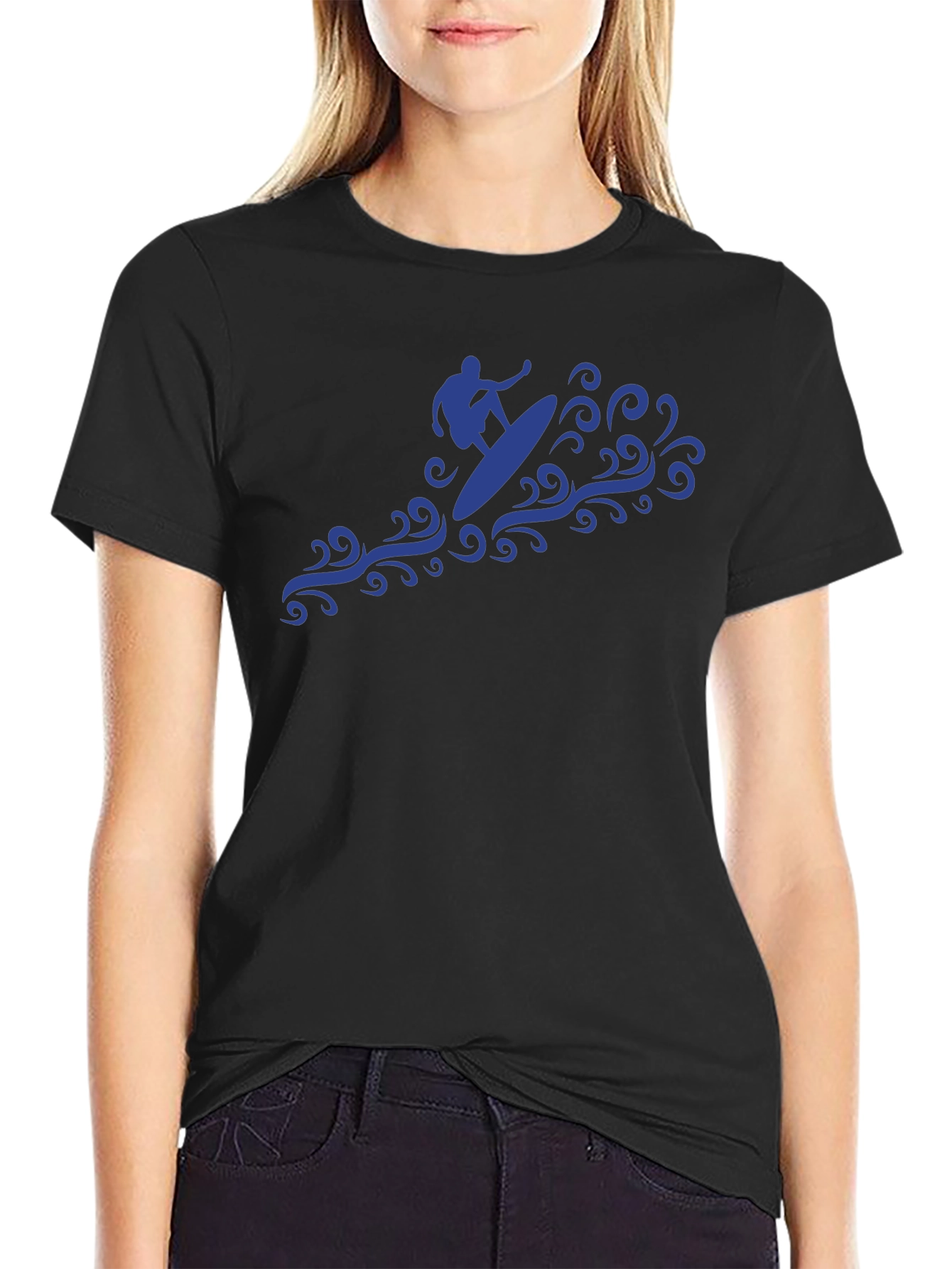 Surfer Wave Graphic Tee - Black