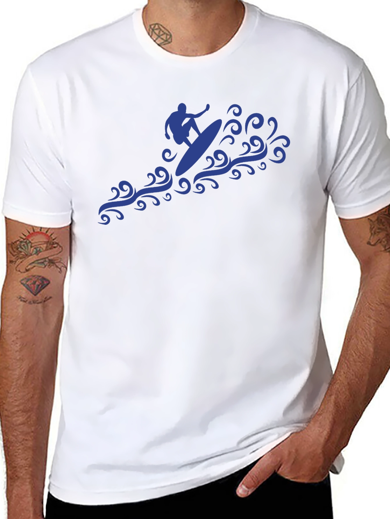 Surfer Wave Graphic Tee - Black