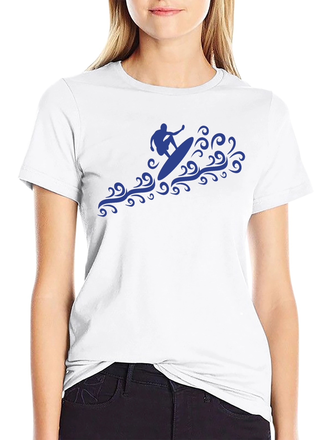 Surfer Wave Graphic Tee - Black
