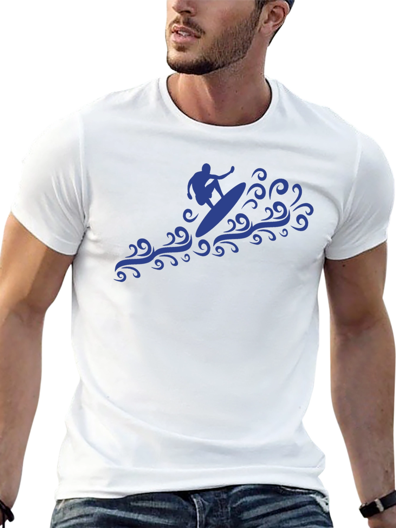 Surfer Wave Graphic Tee - Black