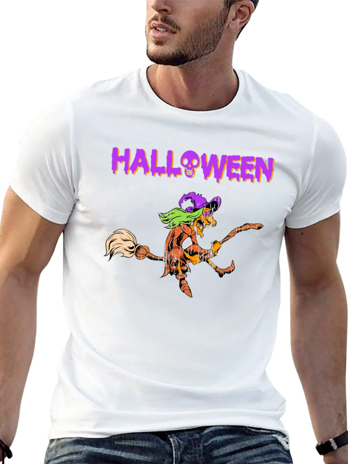 Halloween Witch Graphic Tee - Black