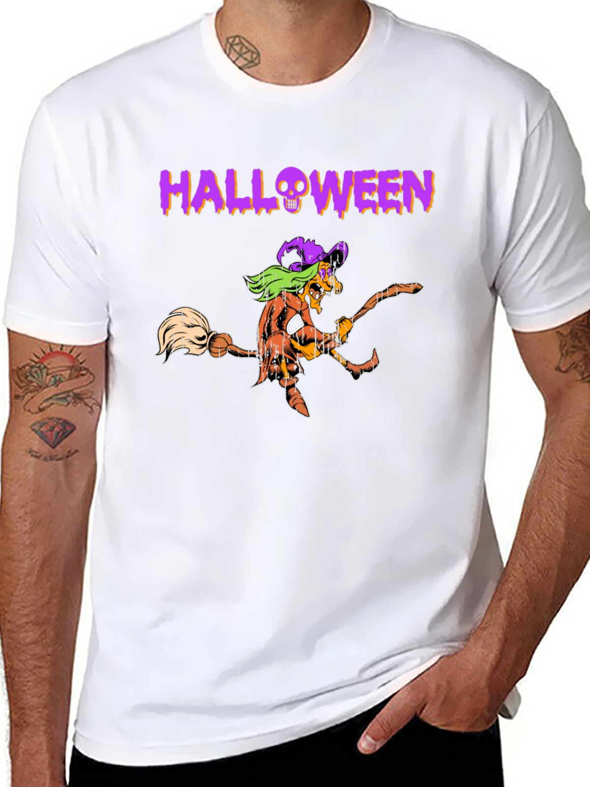 Halloween Witch Graphic Tee - Black