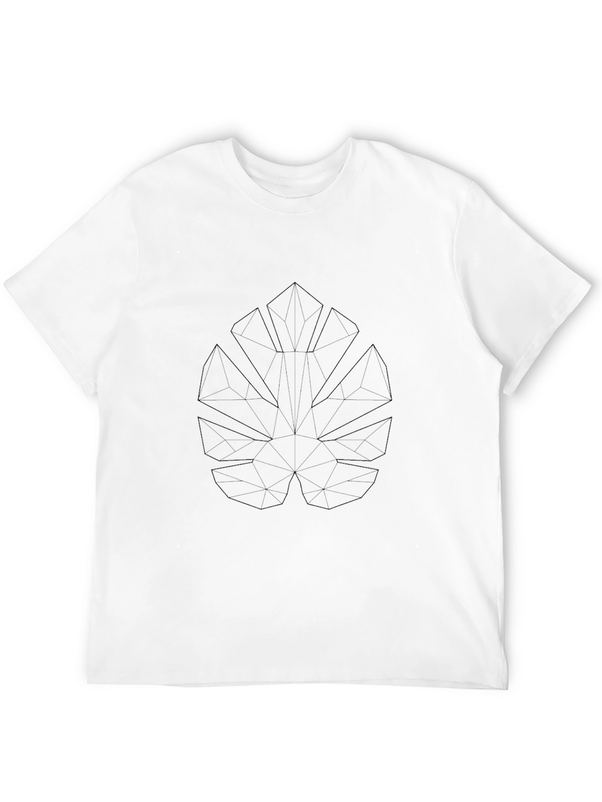 Modern Geometric Leaf Tee - Black
