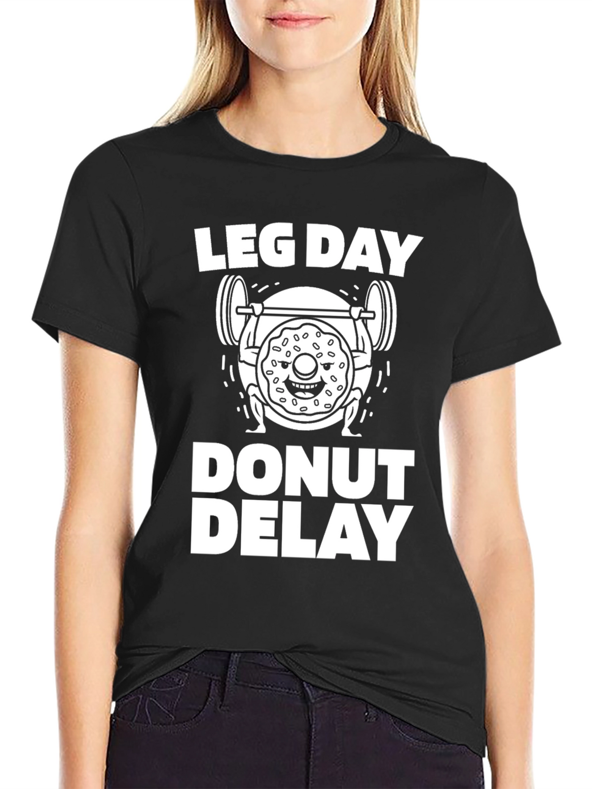 Leg Day Donut Delay Funny Workout T-Shirt