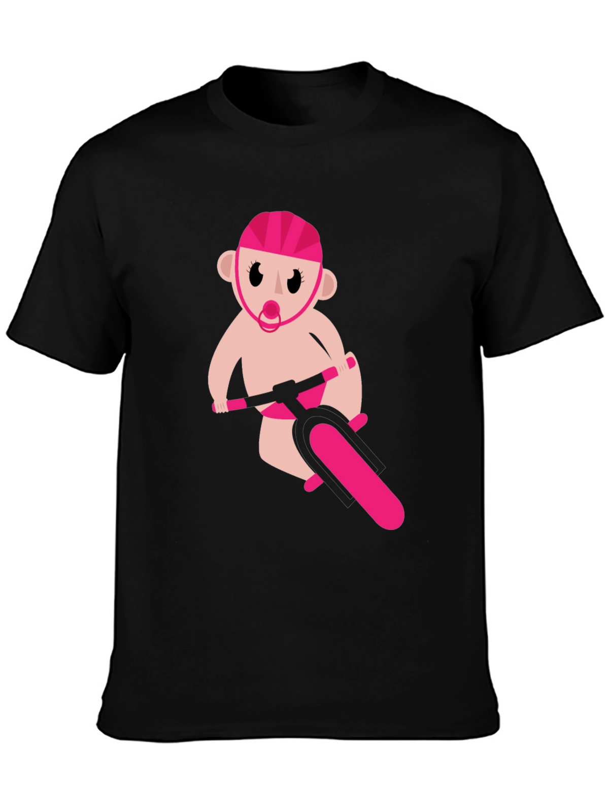 Funny Baby on Bike Black T-Shirt