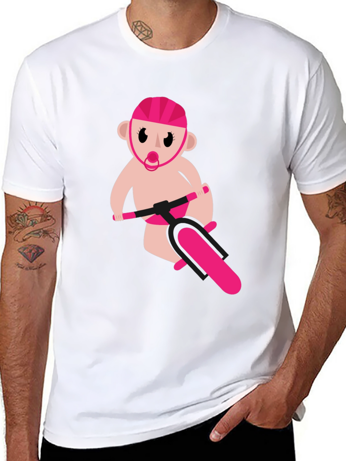 Funny Baby on Bike Black T-Shirt