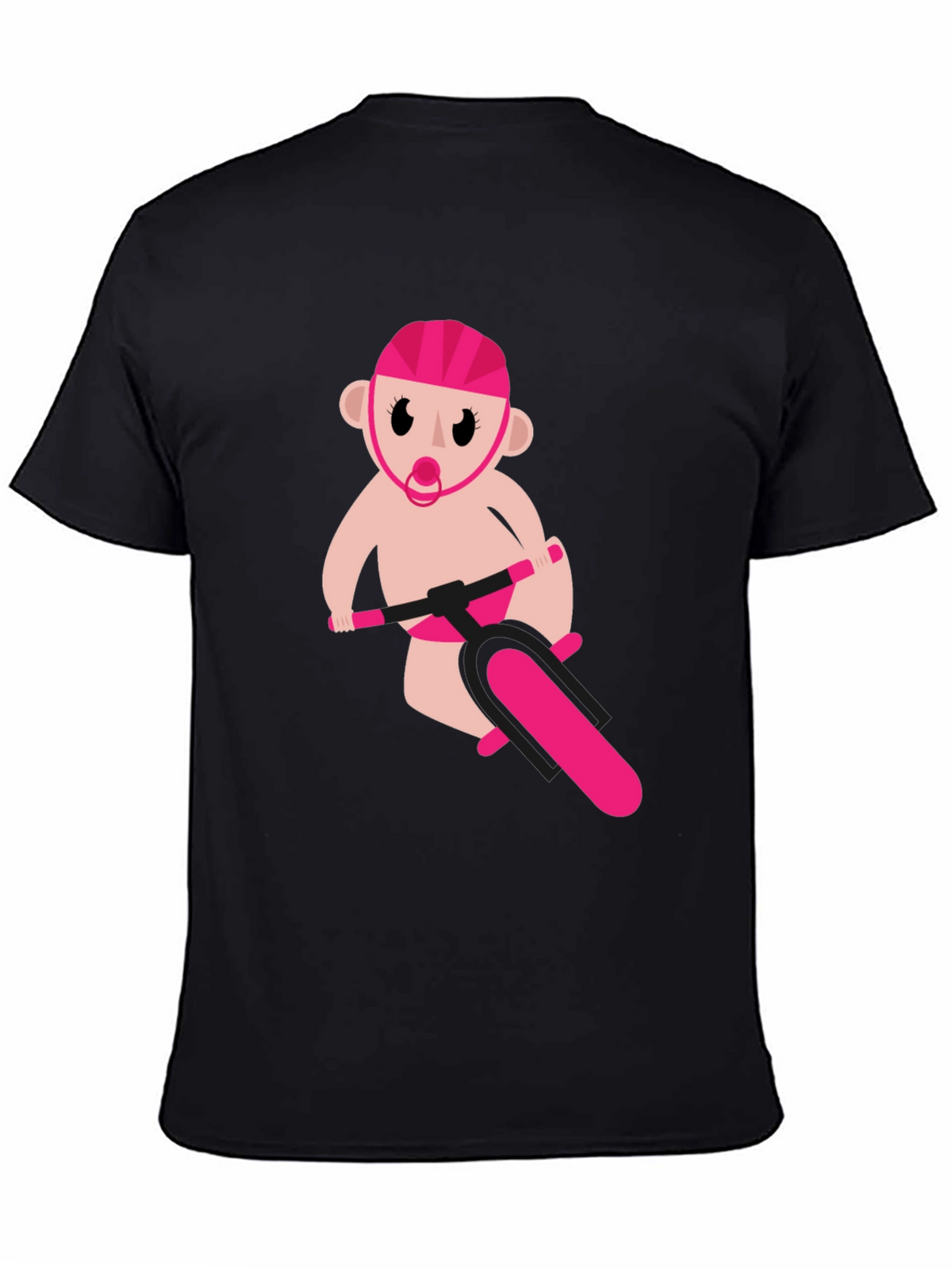 Funny Baby on Bike Black T-Shirt