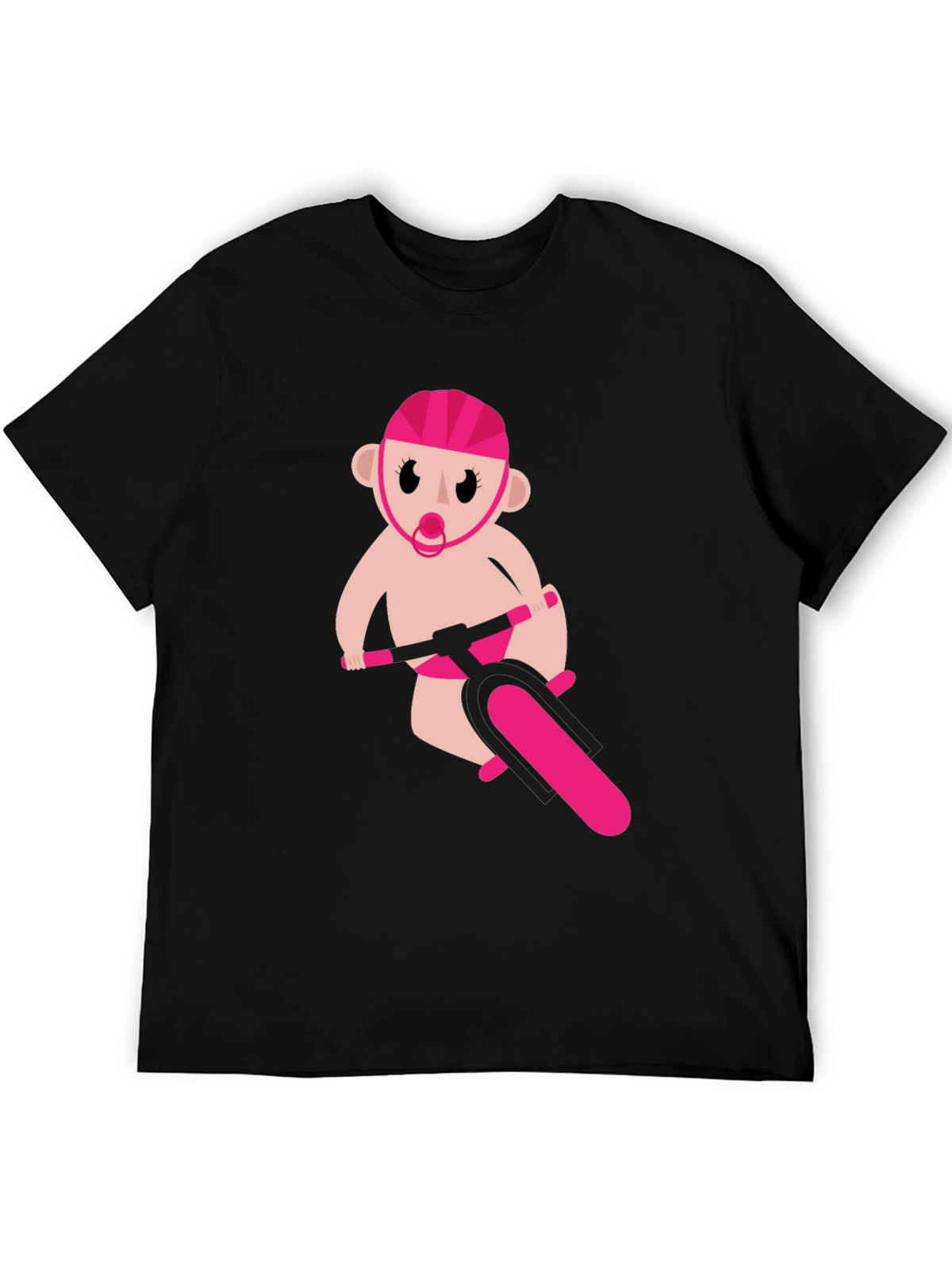Funny Baby on Bike Black T-Shirt