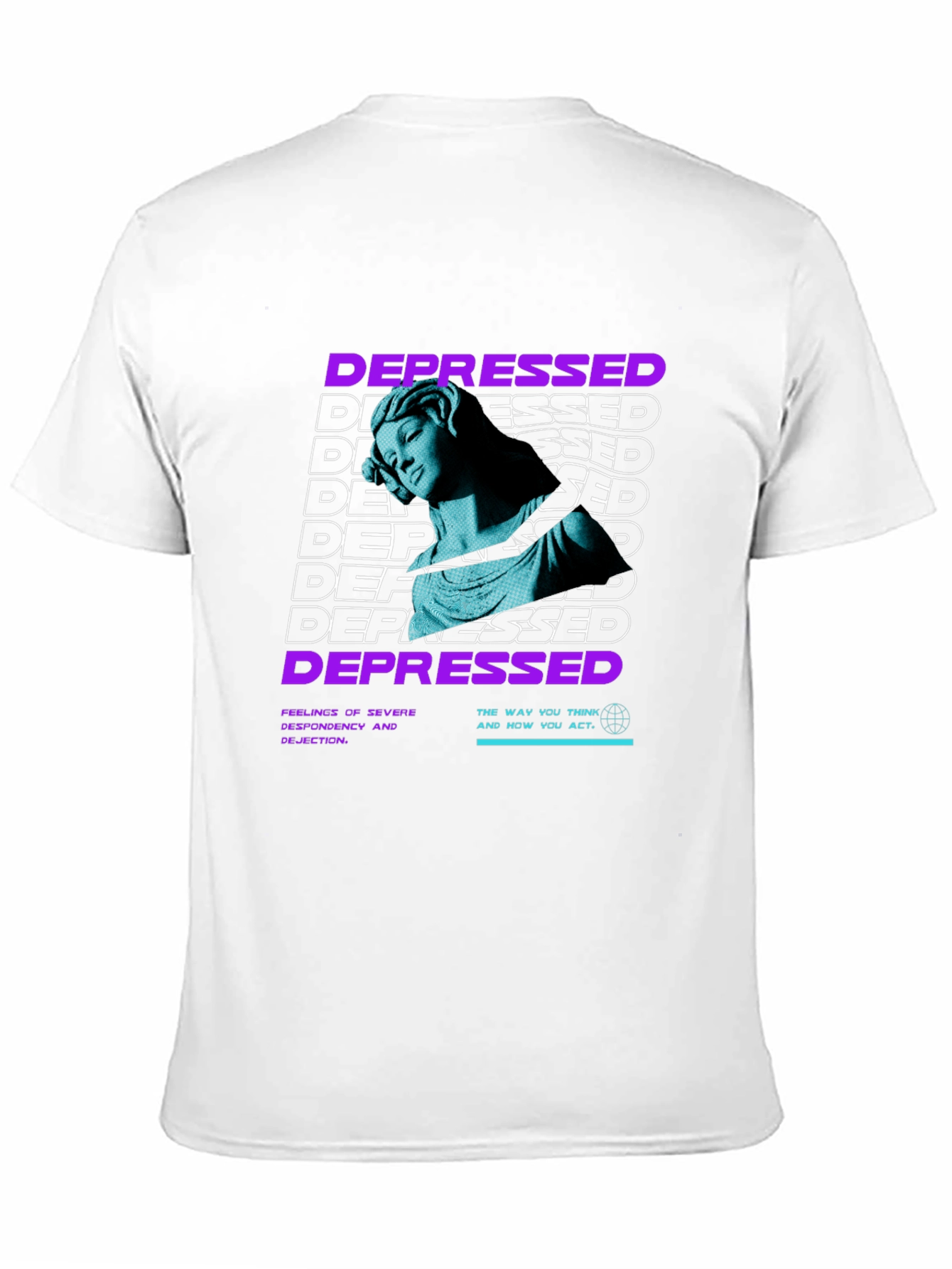 Depressed Statue Graphic Print Black T-Shirt