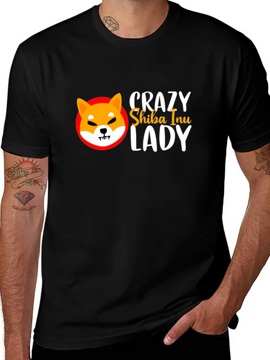 Crazy Shiba Inu Lady Black T-Shirt