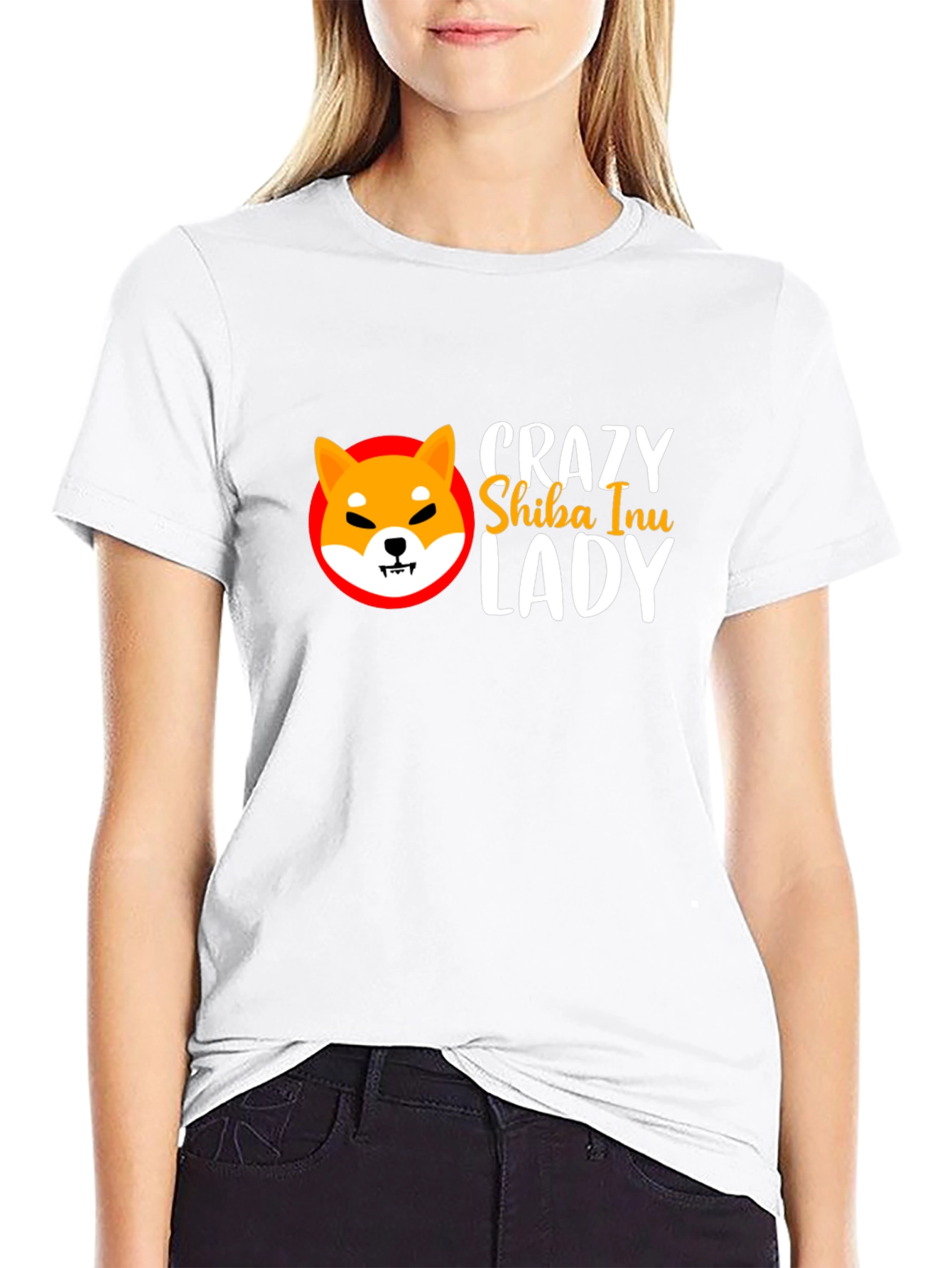 Crazy Shiba Inu Lady Black T-Shirt