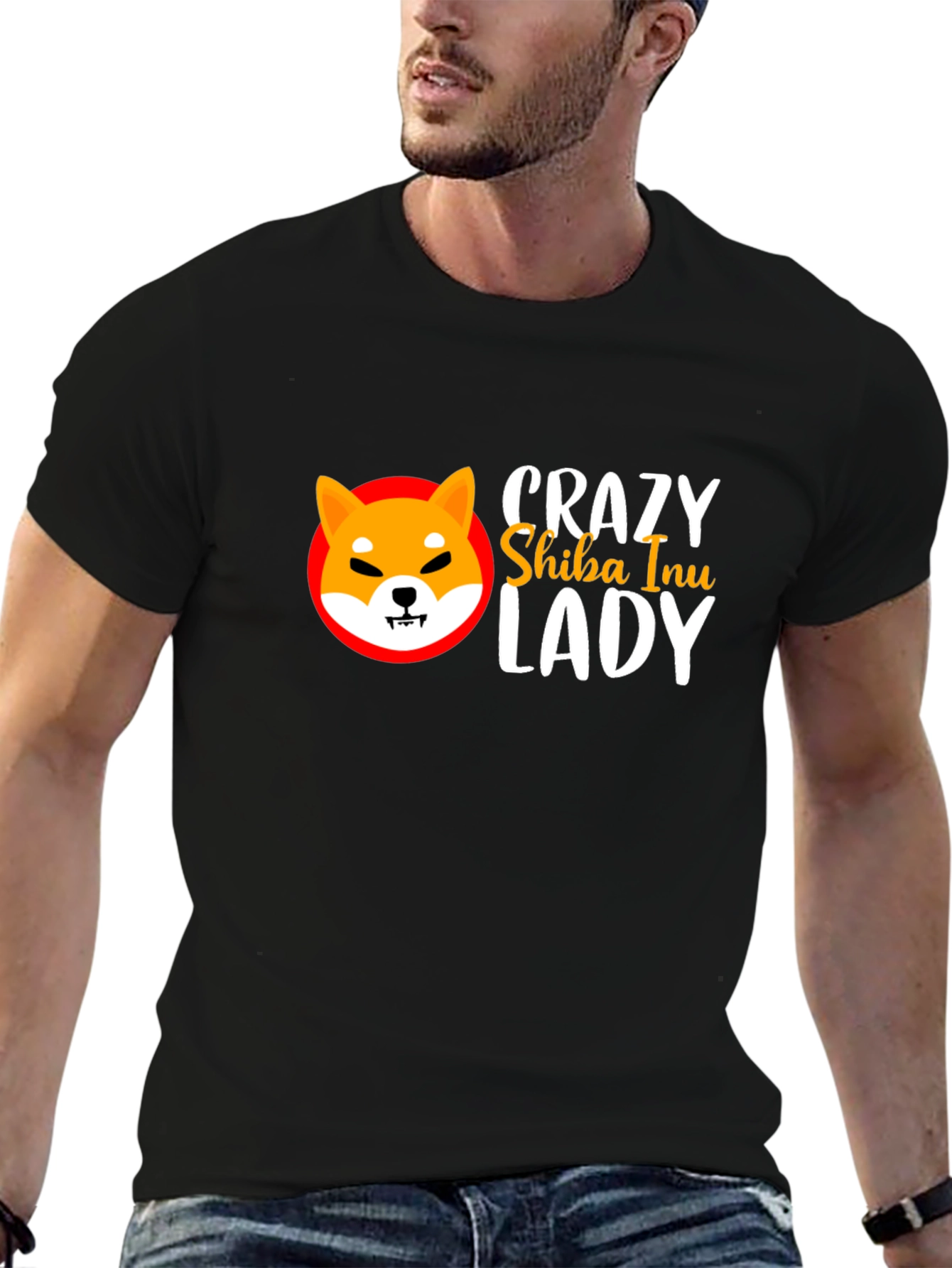 Crazy Shiba Inu Lady Black T-Shirt