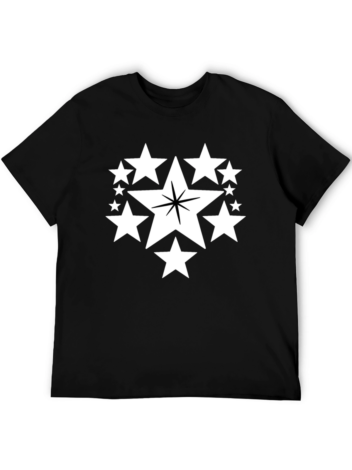 Star Cluster Graphic Tee - Black Cotton Comfort