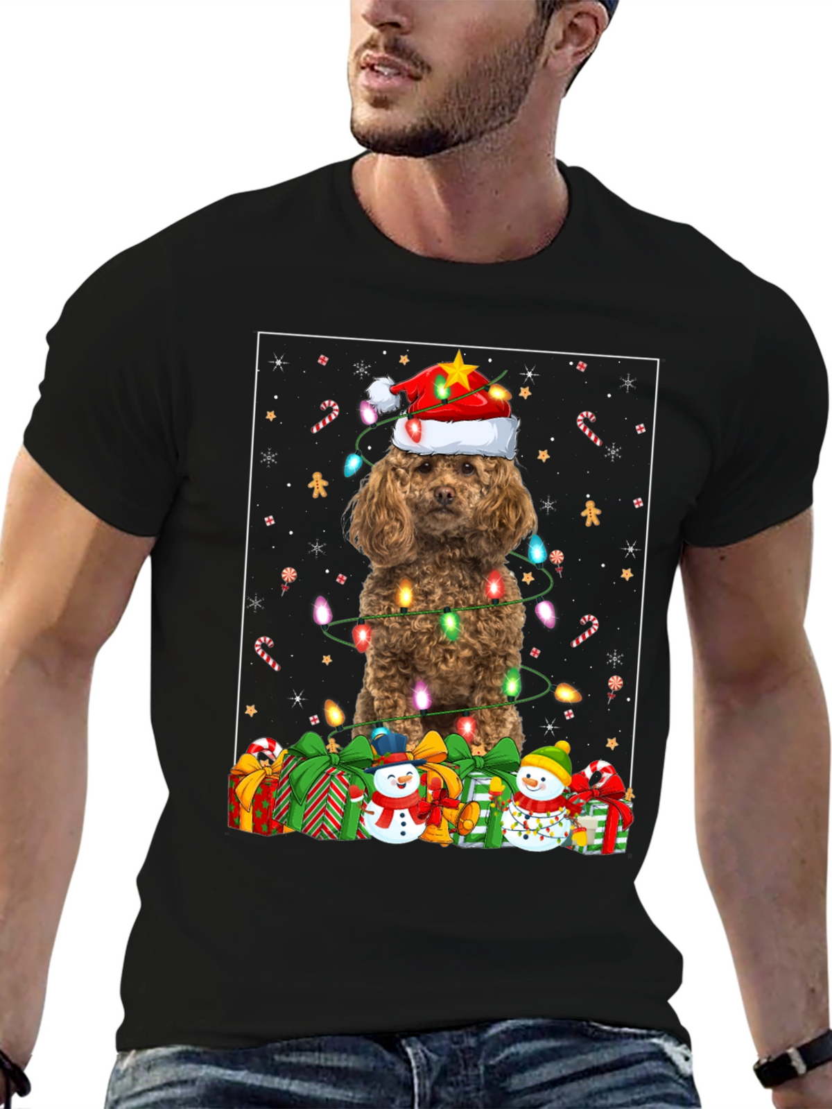 Festive Poodle Christmas T-Shirt