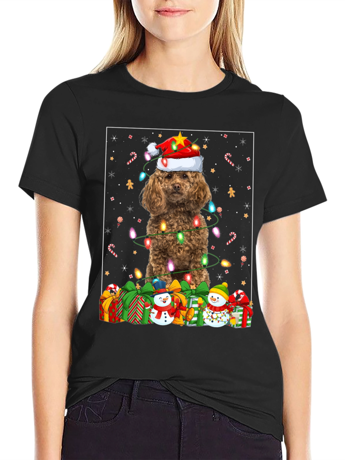 Festive Poodle Christmas T-Shirt