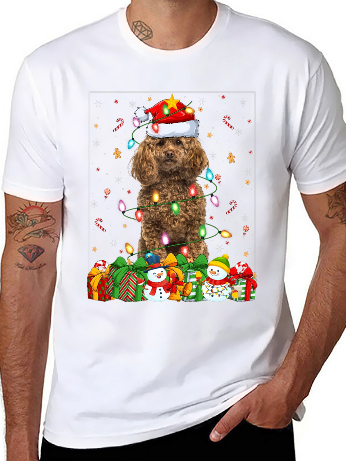 Festive Poodle Christmas T-Shirt