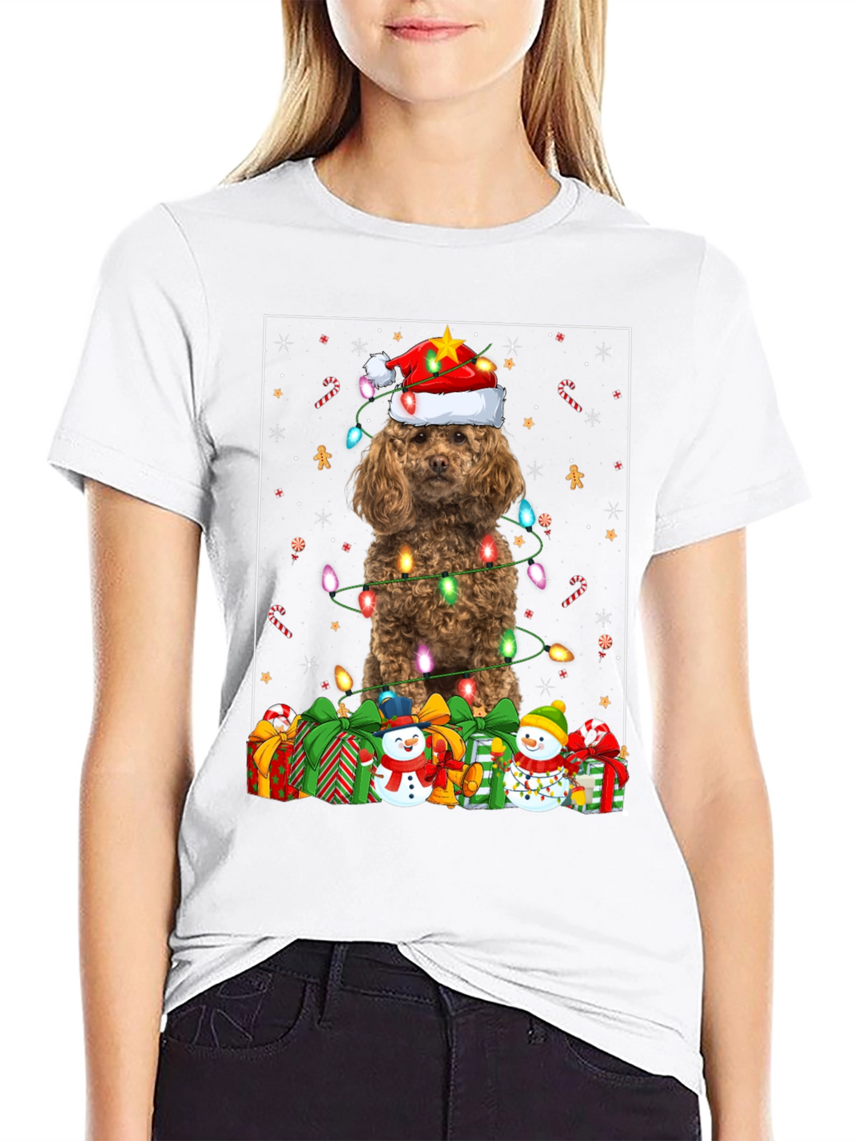 Festive Poodle Christmas T-Shirt