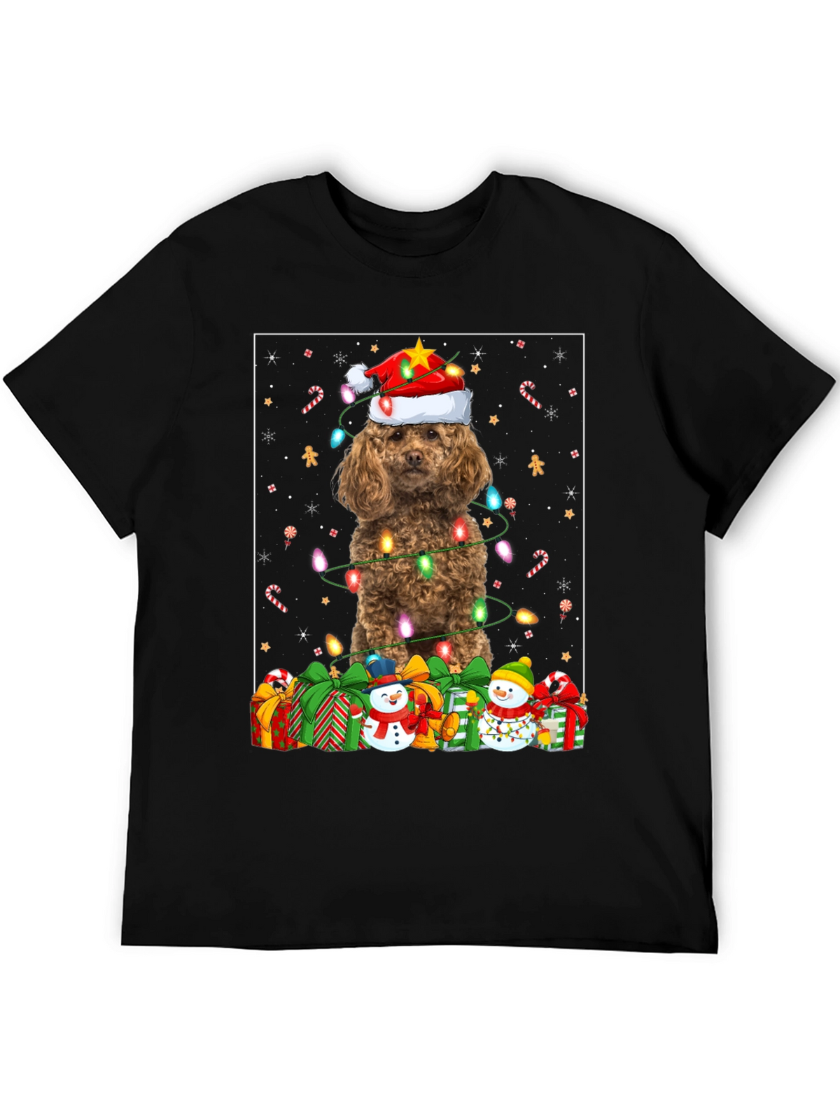 Festive Poodle Christmas T-Shirt