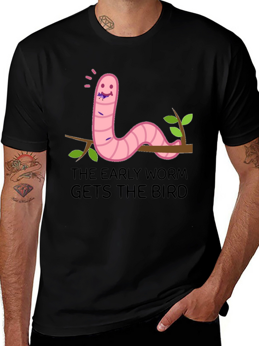 Early Worm Gets the Bird Graphic Tee - Black