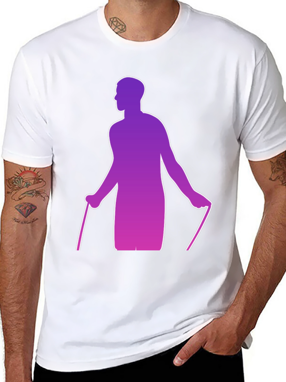 Gradient Skier Graphic Black T-Shirt