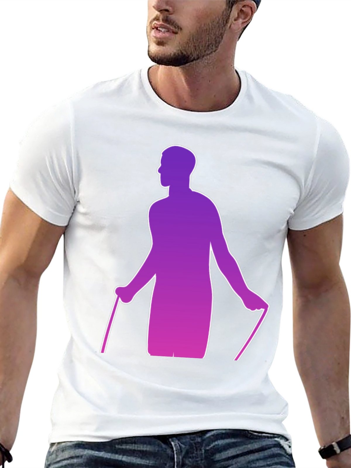 Gradient Skier Graphic Black T-Shirt