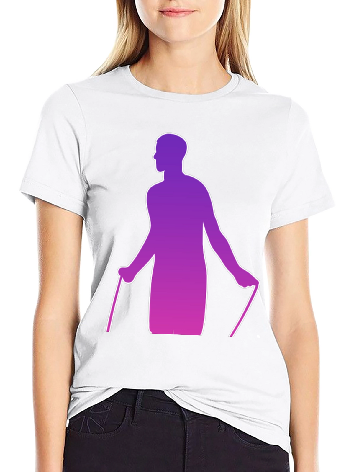 Gradient Skier Graphic Black T-Shirt