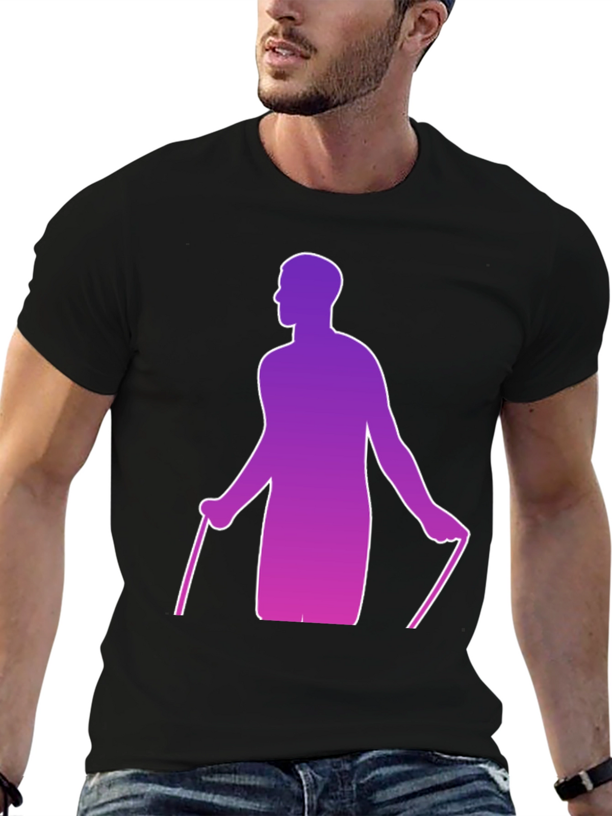 Gradient Skier Graphic Black T-Shirt