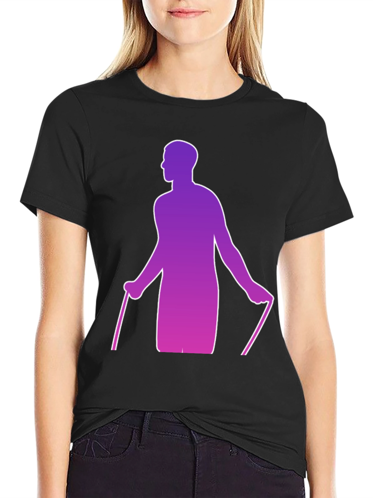 Gradient Skier Graphic Black T-Shirt