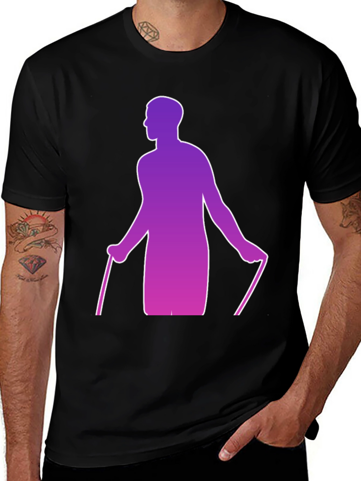Gradient Skier Graphic Black T-Shirt