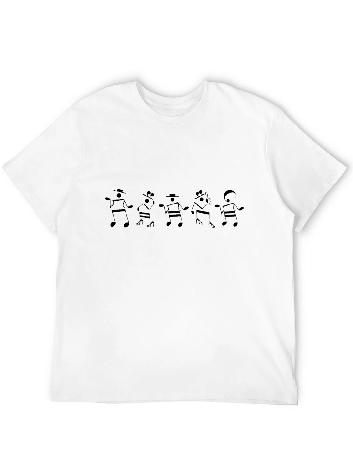 Music Note Dancing Tee - Black Cotton T-Shirt