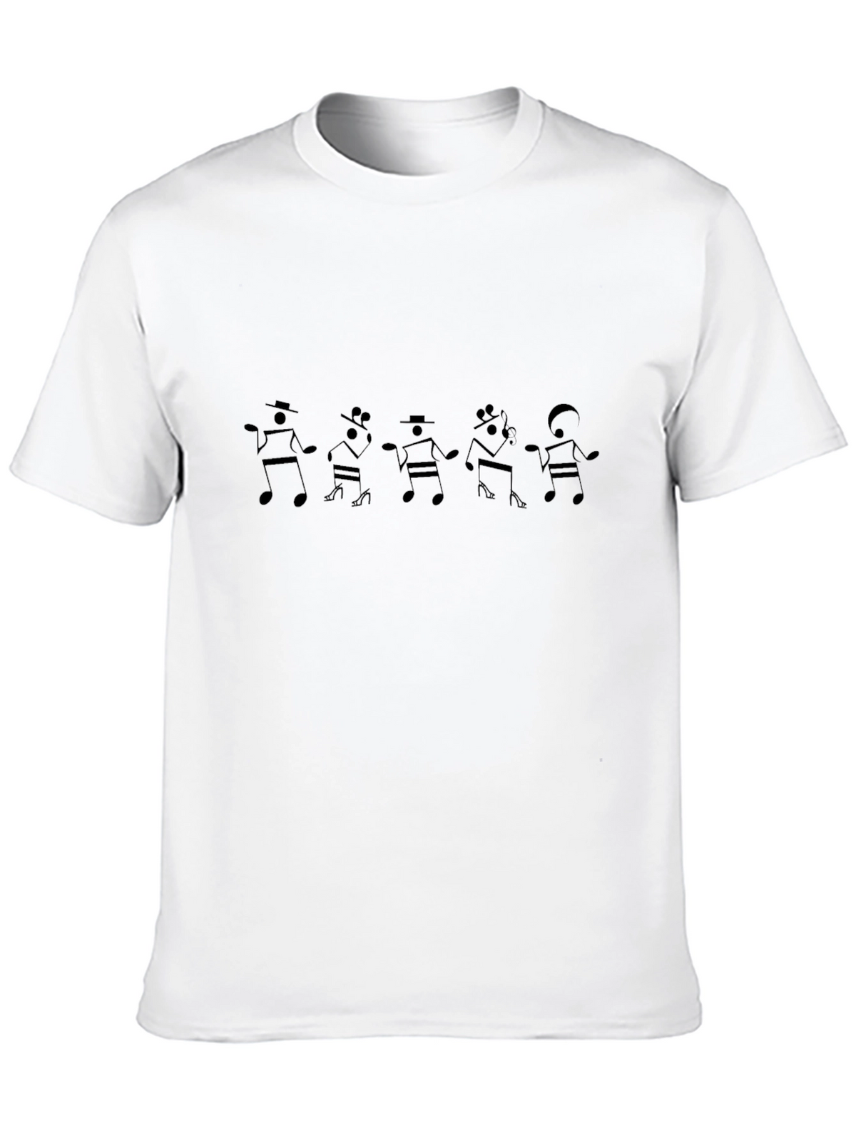 Music Note Dancing Tee - Black Cotton T-Shirt