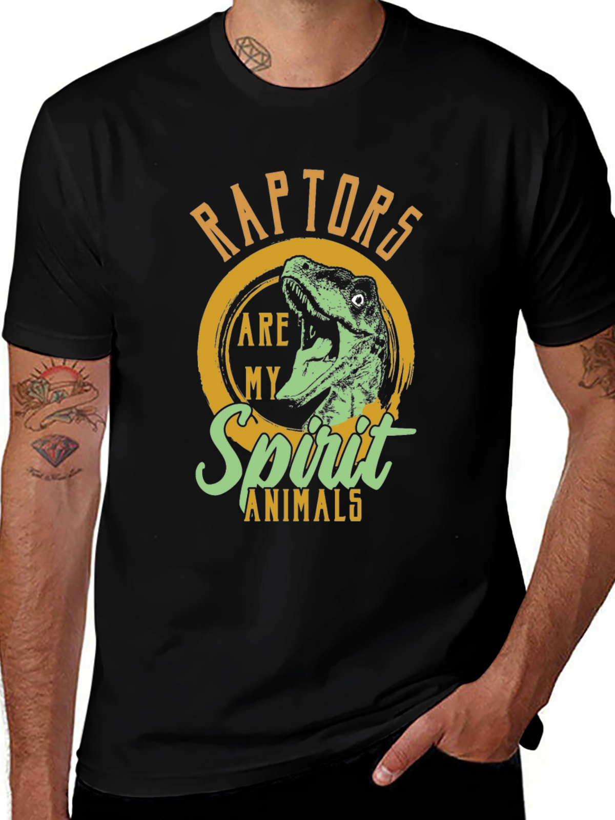 Raptor Spirit Animal Graphic Tee - Black