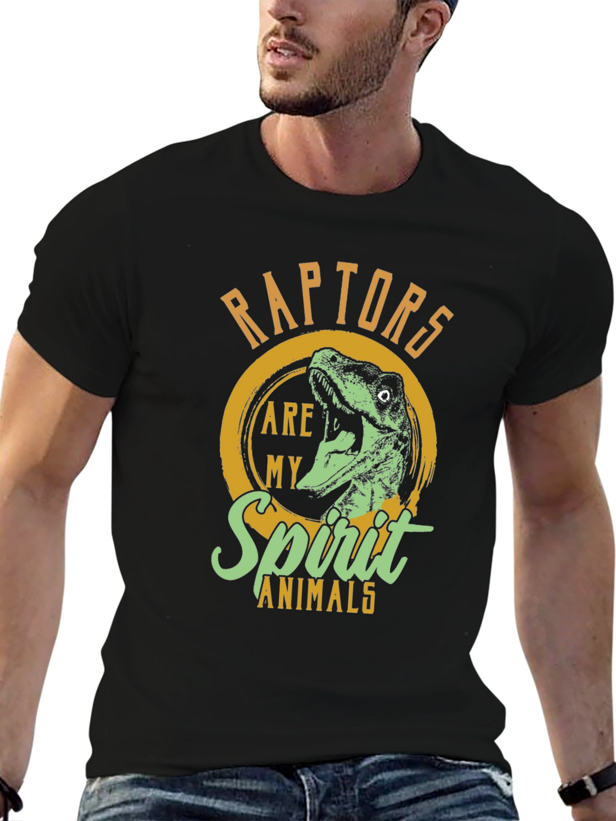 Raptor Spirit Animal Graphic Tee - Black