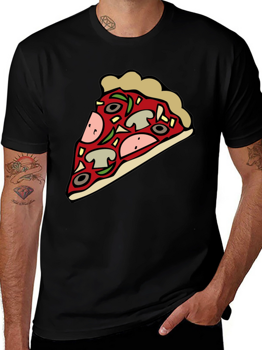 Pizza Slice Graphic Black T-Shirt